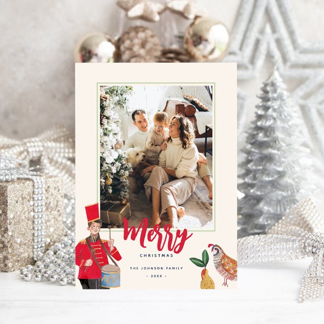 12 Tage Weihnachten ecru Foto (12 days of Christmas Photo Card)