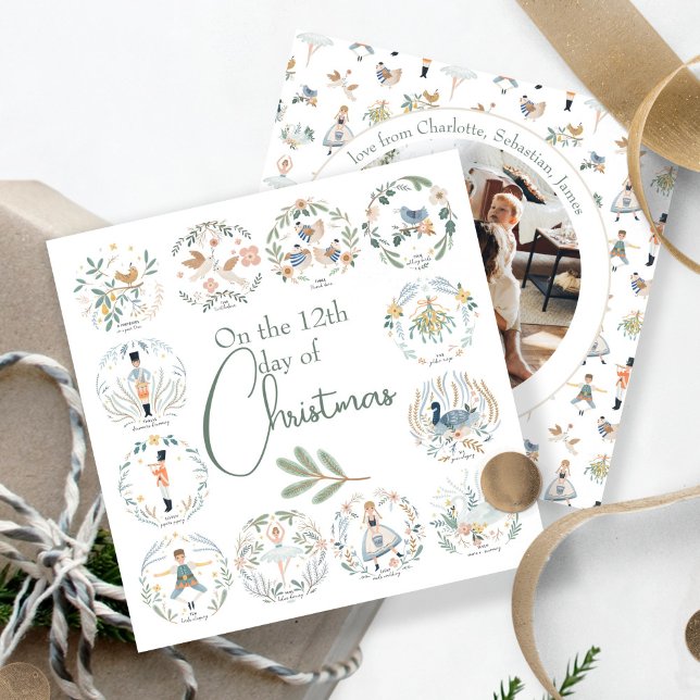 12 Tage Weihnachten Elegant (12 Days of Christmas Elegant Holiday Card by Ricaso. Add your own photo and text to back)