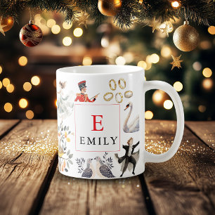 12 Tage Weihnachten Initiale Vintage Kaffeetasse