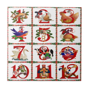 12 Tage Weihnachten Quilt Druck Geschenke Fliese