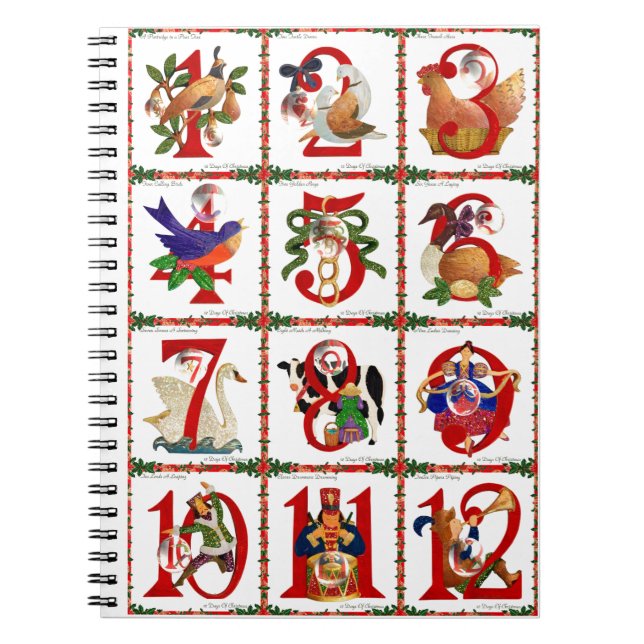 12 Tage Weihnachten Quilt Druck Geschenke Notizblock (Vorderseite)