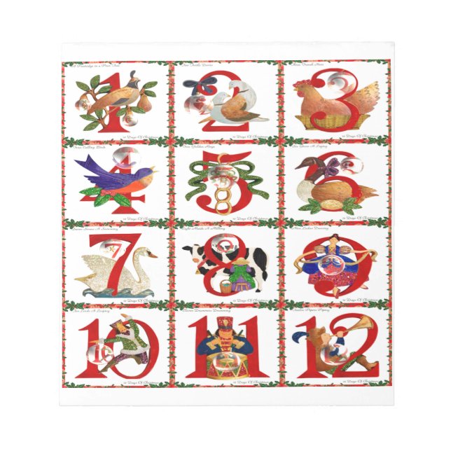 12 Tage Weihnachten Quilt Druck Geschenke Notizblock (Vorderseite)