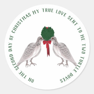 12 Tage Weihnachten zwei Turteltauben Runder Aufkleber