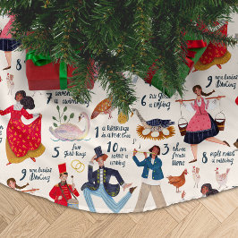 12 Tage Weihnachts ecru Traditionelle Klassik Polyester Weihnachtsbaumdecke