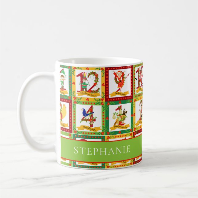 12 Tage Weihnachts-Monogramm Kaffeetasse (Links)