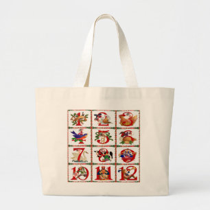 12 Tage Weihnachts Quilt Druckgeschenke Jumbo Stoffbeutel