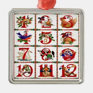 12 Tage Weihnachts Quilt Druckgeschenke Silbernes Ornament