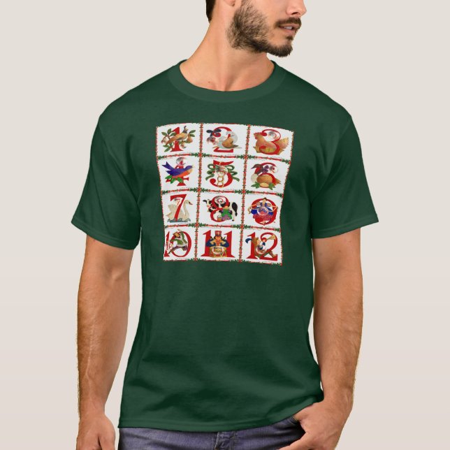 12 Tage Weihnachts Quilt Druckgeschenke T - Shirt (Vorderseite)