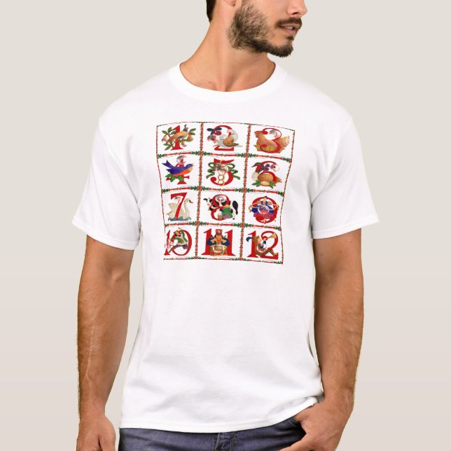 12 Tage Weihnachts Quilt Druckgeschenke T-Shirt (Vorderseite)