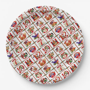 12 Tage Weihnachts Quilt Print Papier Napkins Pappteller
