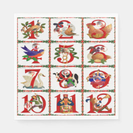 12 Tage Weihnachts Quilt Print Papier Napkins Serviette