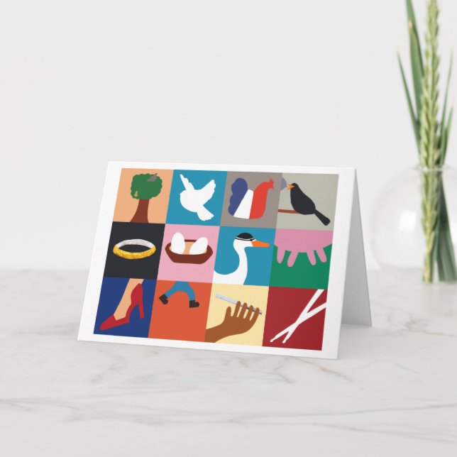 12 Tage Weihnachts Weihnachtsfeiertagskarte Feiertagskarte (Vorderseite)