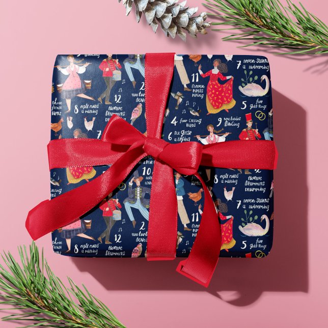 12 Tage Weihnachtsblau Geschenkpapier (12 Days of Christmas blue Wrapping Paper)