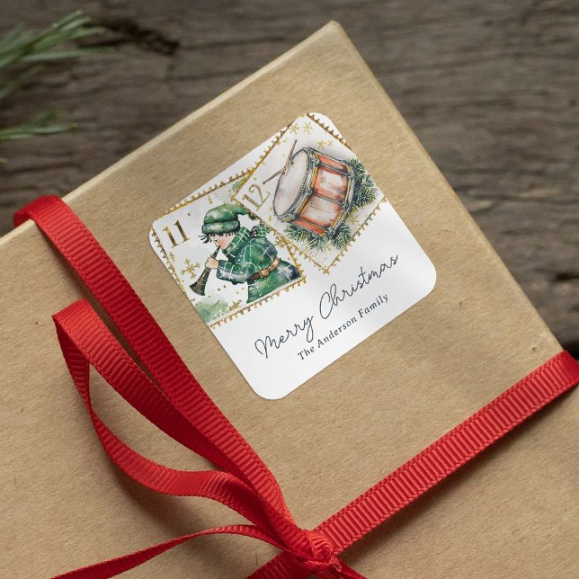 12 Tage Weihnachtsfeiertag Quadratischer Aufkleber (Von Creator hochgeladen)