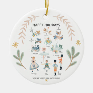 12 Tage Weihnachtsfeiertag Traditioneller Text Keramik Ornament