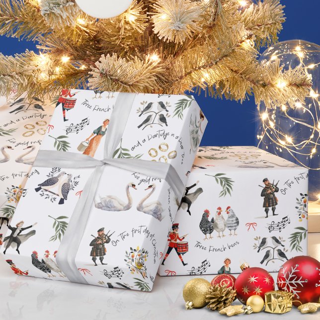 12 Tage Weihnachtsferien Geschenkpapier (12 Days of Christmas Vintage Gift Wrapping Paper
)