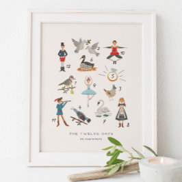 12 Tage Weihnachtskunst Print Poster