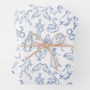 12 Tage Weihnachtslied Geschenkpapier Set