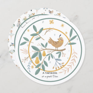 12 Tage Weihnachtspartridge in einem Birnenbaum Feiertagskarte