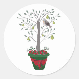 12 Tage Weihnachtspartridge in einem Birnenbaum Runder Aufkleber