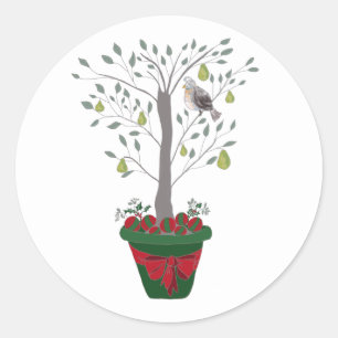 12 Tage Weihnachtspartridge in einem Birnenbaum Runder Aufkleber