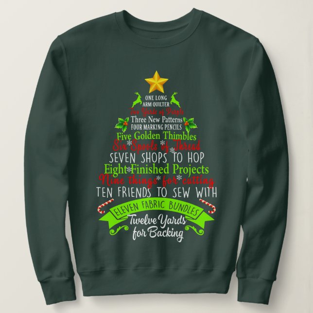 12 Tage Weihnachtsquilt-Funny Quilting Nähen X Sweatshirt (Design vorne)