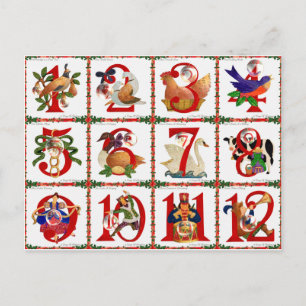 12 Tage Weihnachtssteppdecken-Druck-Geschenke Feiertagspostkarte