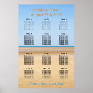 12-Tisch-Strand-Hochzeits-Sitzplan Poster