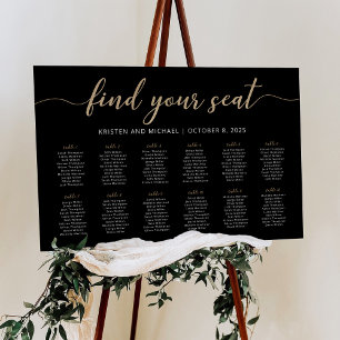 12 Tische Finden Sie Ihren Platz Schwarzer Sitzpla Poster