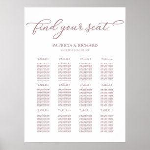 12 Tische Hochzeitsplan Chic Script Poster