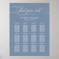 12 Tische Hochzeitsplan Schild Dusty Blue