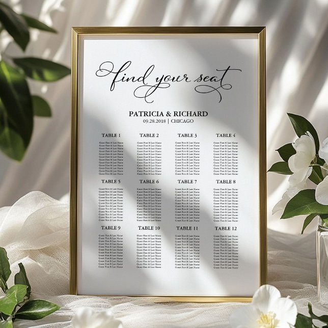 12 Tische Hochzeitsplanboard Elegant Poster (Von Creator hochgeladen)