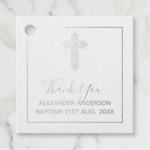 12 Vielen Dank BAPTISM REAL FOIL Christening Cross Geschenkanhänger