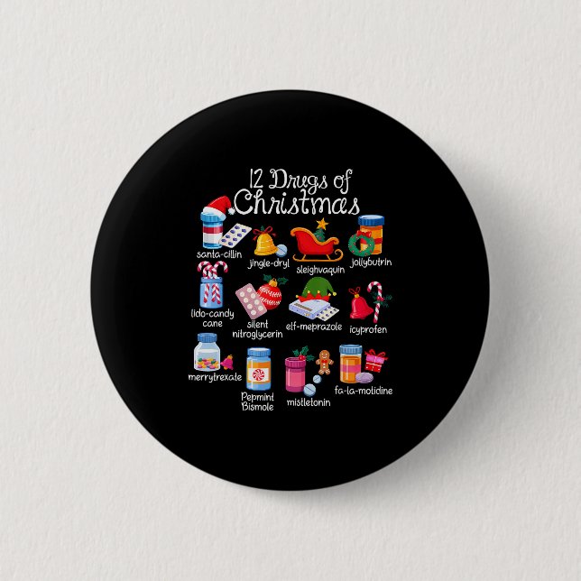 12 Weihnachtsdrogen Apotheker Techniker Pharma Button (Vorderseite)