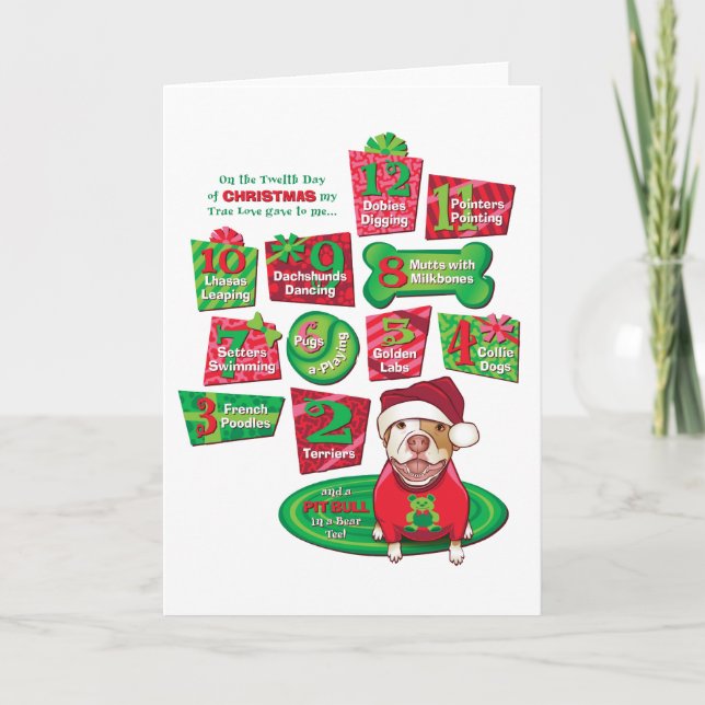 12 Weihnachtshunde Feiertagskarte (Vorderseite)