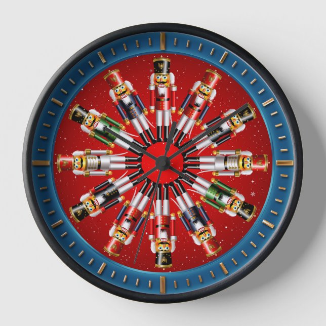 12 Weihnachtsmann Nutcracker Toy Soldiers Wanduhr (Vorderseite)