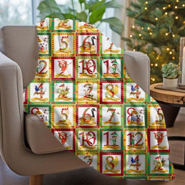 12 Weihnachtstage Fleecedecke (12 Days of Christmas Fleece Blanket)