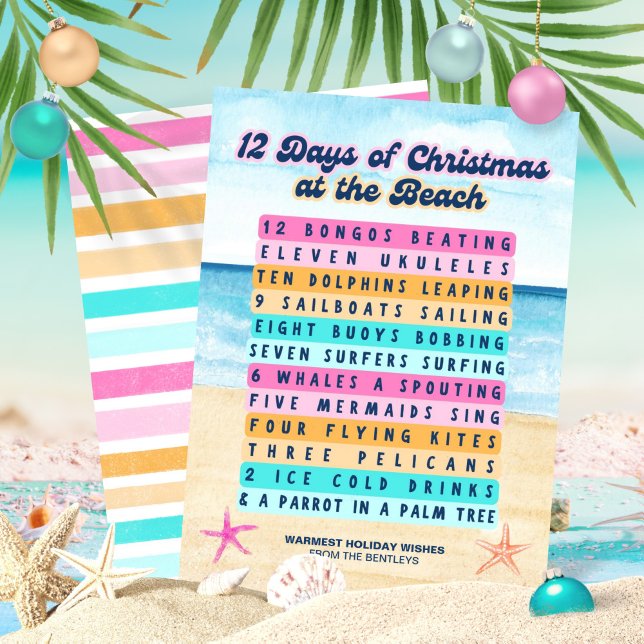 12 Weihnachtstage im Retro Tropical Beach Feiertagskarte (Von Creator hochgeladen)