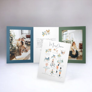 12 Weihnachtstage Personalisiert Dreifach Gefaltete Urlaubskarte