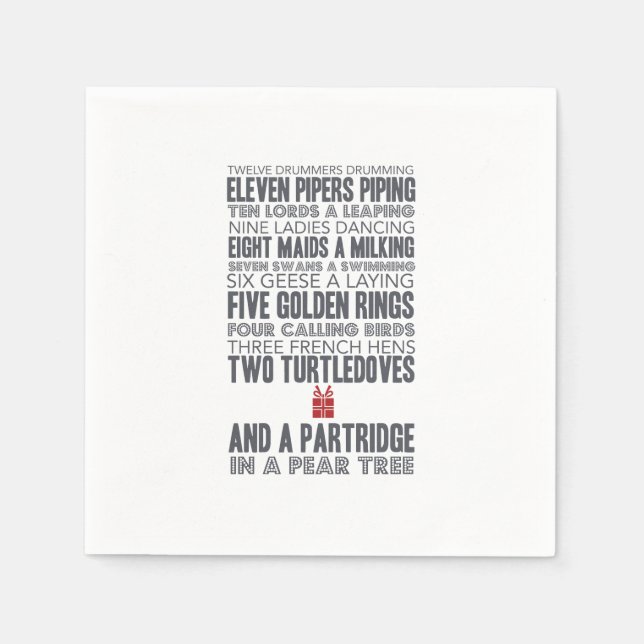 12 Weihnachtstage | Rot Serviette (Vorderseite)