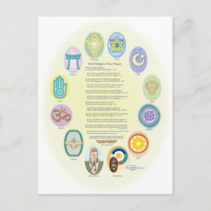 12 Weltreligionen & Gebet Postkarte