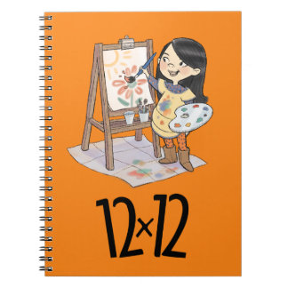 12 x 12 Maler Girl Spiral Notebook Orange Notizblock