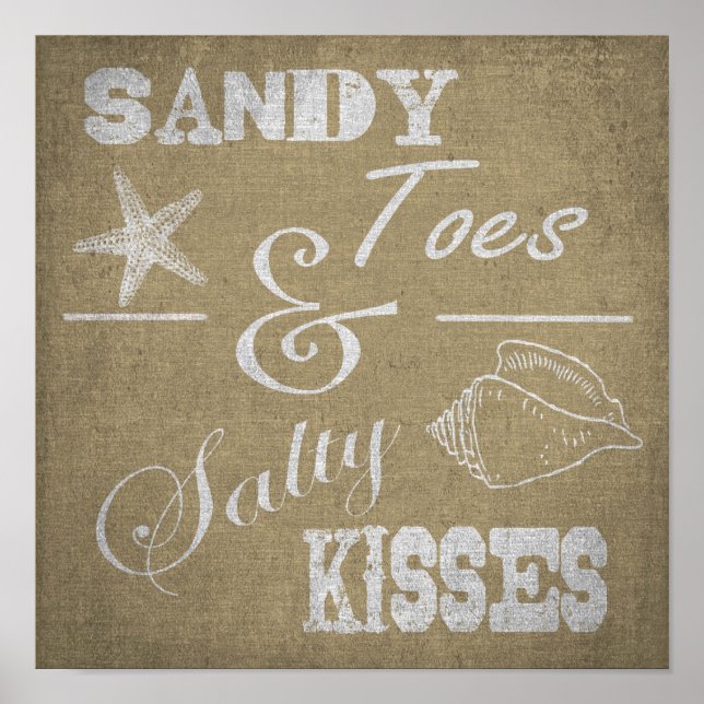 12" x 12" Poster - Sandy Toes & Salty Kisses (Vorne)