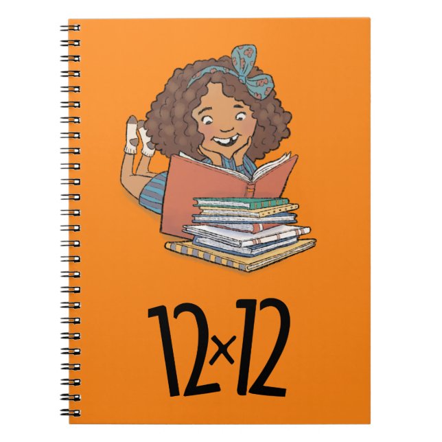 12 x 12 Reader Girl Spiral Notebook Orange Notizblock (Vorderseite)