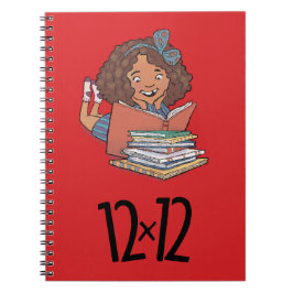 12 x 12 Reader Girl Spiral Notebook Red Notizblock