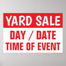 12" X 18" Yard Verkauf Informationsbroschüre