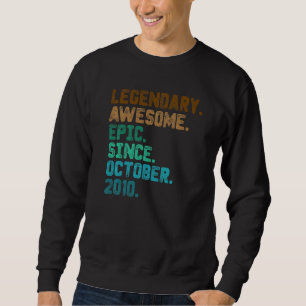 12 Year Old Legend Since October 2010 12th Birthd Sweatshirt