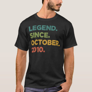 12 Year Old Legend Since October 2010 12th Birthd T-Shirt