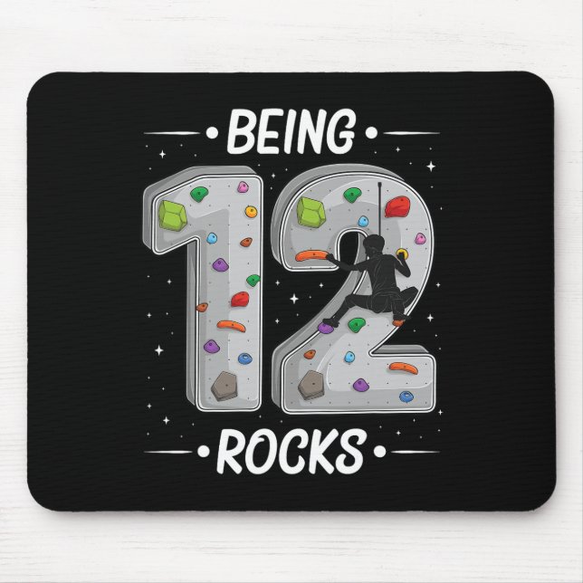 12 Year Old Rock Climbing 12th Birthday Adventures Mousepad (Vorne)