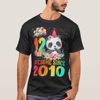 12 Years Old 12th Birthday Panda Awesome Since 201 T-Shirt